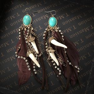 Stunning turquoise cabochon rhinestone earrings